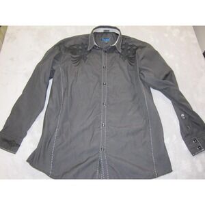 Roar Signature Shirt Mens‎ 2XL Black Gray Esteem Embroidered Tribal Button Down